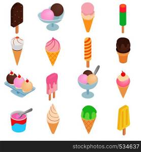 Ice cream icons set in isometric 3d style isolated on white background. Ice cream icons set, isometric 3d style