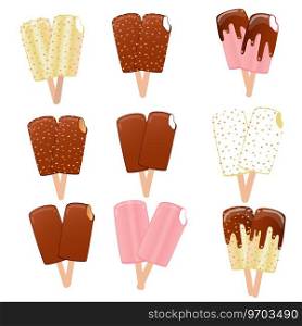 Ice cream icons set summer banner Royalty Free Vector Image