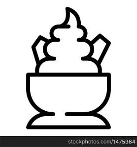 Ice cream in a bowl icon. Outline ice cream in a bowl vector icon for web design isolated on white background. Ice cream in a bowl icon, outline style