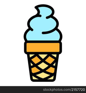 Ice cream in a checkered cup icon. Outline ice cream in a checkered cup vector icon color flat isolated. Ice cream in a checkered cup icon color outline vector