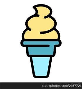Ice cream in a conical cup icon. Outline ice cream in a conical cup vector icon color flat isolated. Ice cream in a conical cup icon color outline vector