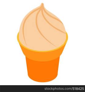 Ice cream in a waffle cone icon in isometric 3d style on a white background. Ice cream in a waffle cone icon