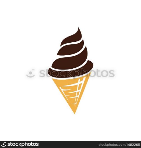 Ice cream in the waffle cone logo. Ice cream cone vector icon.