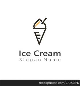 Ice cream logo design, fresh ice cone template Vector illustration