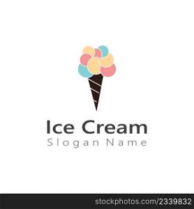 Ice cream logo design, fresh ice cone template Vector illustration