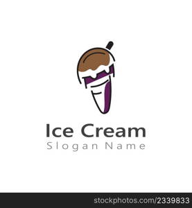 Ice cream logo design, fresh ice cone template Vector illustration