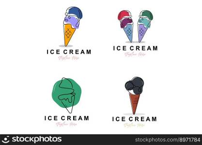 Ice Cream Logo Design, Fresh Sweet Soft Cold Food Illustration, Children&rsquo;s Favorite Vector, Product Brand