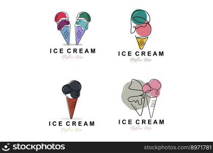 Ice Cream Logo Design, Fresh Sweet Soft Cold Food Illustration, Children’s Favorite Vector, Product Brand