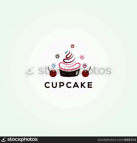 Ice Cream logo, frozen yogurt vector illustration, cupcake icon design.