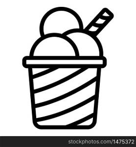 Ice cream milkshake icon. Outline ice cream milkshake vector icon for web design isolated on white background. Ice cream milkshake icon, outline style