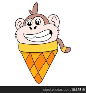 ice cream monkey shape smiling happily