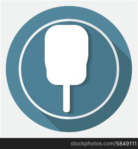 Ice Cream on white circle with a long shadow