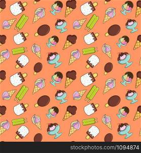 Ice cream pattern seamless. Cartoon of ice cream vector pattern seamless for web, poster and wrapping paper. Ice cream pattern seamless, cartoon style
