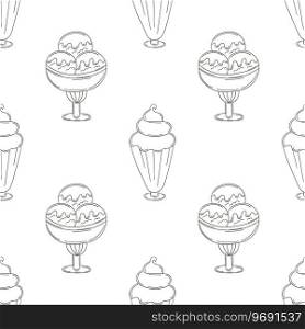 Ice cream seamless pattern. Summer. Coloring pattern with a sweet cold dessert. Print for cloth design, textile, fabric, wallpaper. Coloring seamless pattern. Print for cloth design, textile, fabric, wallpaper