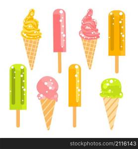 Ice cream set on white background. Vector illustration.