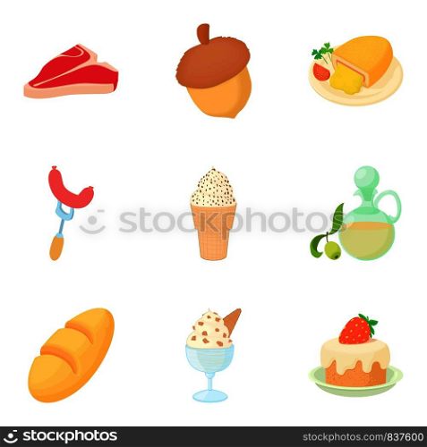 Ice cream shop icons set. Cartoon set of 9 ice cream shop vector icons for web isolated on white background. Ice cream shop icons set, cartoon style