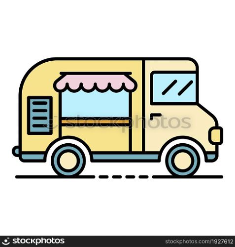 Ice cream truck icon. Outline ice cream truck vector icon color flat isolated. Ice cream truck icon color outline vector