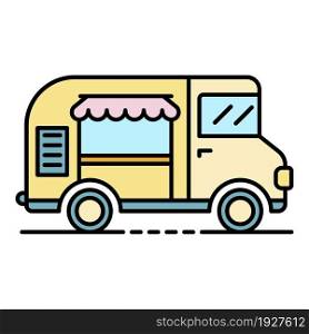 Ice cream truck icon. Outline ice cream truck vector icon color flat isolated. Ice cream truck icon color outline vector