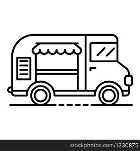Ice cream truck icon. Outline ice cream truck vector icon for web design isolated on white background. Ice cream truck icon, outline style