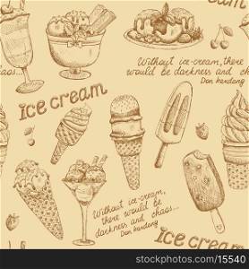 Ice cream vintage pattern background vector illustration