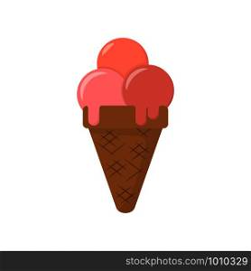 ice cream waffle cone in flat style with shadow. ice cream waffle cone in flat with shadow