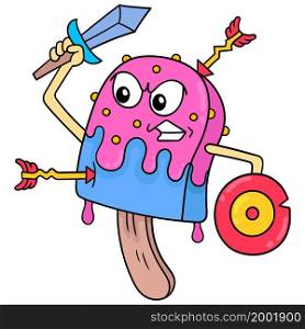 ice cream warrior cartoon character