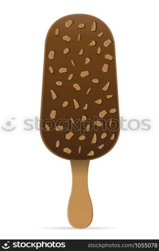 ice cream with chocolate glaze on stick vector illustration isolated on white background