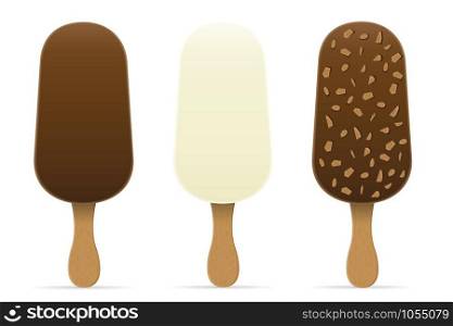 ice cream with chocolate glaze on stick vector illustration isolated on white background
