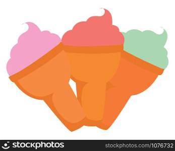 Ice creams, illustration, vector on white background.