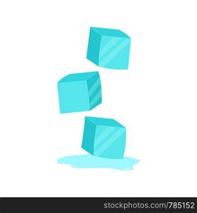 Ice cubes, Cold transparent frozen block. Vector illustration. Ice cubes. Cold transparent frozen block. Vector stock illustration