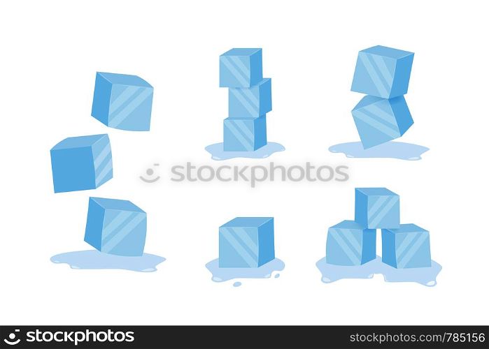 Ice cubes. Cold transparent frozen block. Vector illustration. Ice cubes. Cold transparent frozen block. Vector stock illustration
