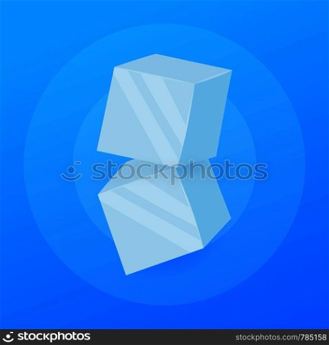 Ice cubes. Cold transparent frozen block. Vector illustration. Ice cubes. Cold transparent frozen block. Vector stock illustration