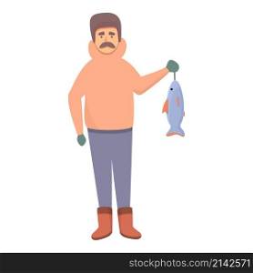 Ice fishing icon cartoon vector. Winter fisherman. Ice fish. Ice fishing icon cartoon vector. Winter fisherman