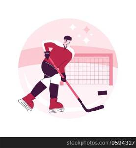 Ice Hockey abstract concept vector illustration. Ice sports equipment, professional hockey club, world championship, team training, watch tournament live, protective uniform abstract metaphor.. Ice Hockey abstract concept vector illustration.