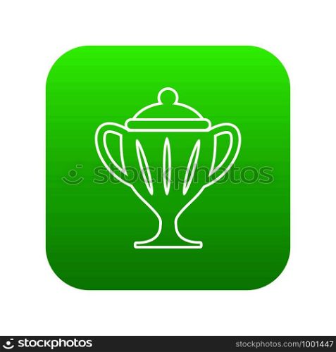 Ice hockey cup icon green vector isolated on white background. Ice hockey cup icon green vector