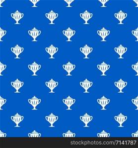 Ice hockey cup pattern vector seamless blue repeat for any use. Ice hockey cup pattern vector seamless blue