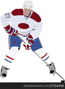 Ice hockey player. Vector illustration
