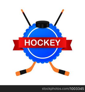 Ice Hockey puck and sticks. Sport symbol. Vector Illustration isolated on white background. Ice Hockey puck and sticks. Sport symbol. Vector Illustration isolated on white background.