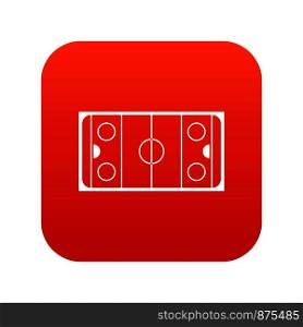 Ice hockey rink icon digital red for any design isolated on white vector illustration. Ice hockey rink icon digital red
