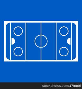 Ice hockey rink icon white isolated on blue background vector illustration. Ice hockey rink icon white