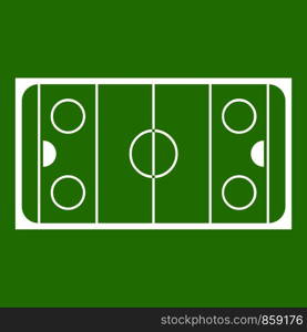 Ice hockey rink icon white isolated on green background. Vector illustration. Ice hockey rink icon green