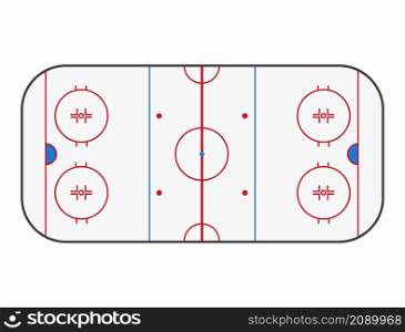 Ice hockey rink. Top view arena with scratches. Vector illustration.. Ice hockey rink. Top view arena with scratches. Vector illustration