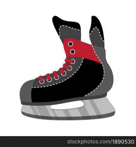 Ice hockey skates flat design on white background isolated icon. Sport boots vector illustration.