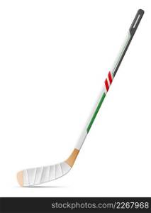 Ice hockey stick. Realistic wooden or fiber inventory for winter sport game isolated on white background. Ice hockey stick. Realistic wooden inventory for winter sport game