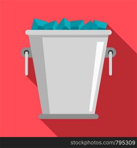 Ice metal bucket icon. Flat illustration of ice metal bucket vector icon for web design. Ice metal bucket icon, flat style