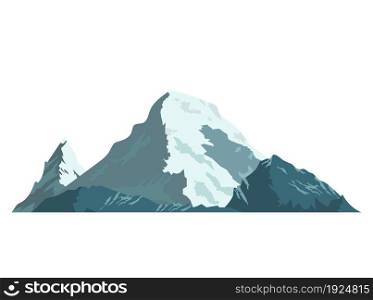 Ice mountain covered with snow.Different mountains icon. Vector illustration in flat style.. Ice mountain covered with snow.