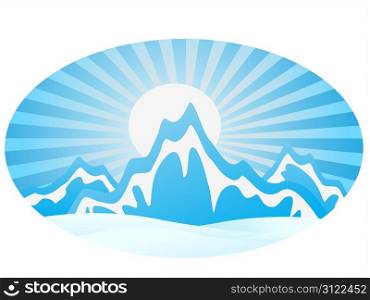 ice Mountain Range with round frame