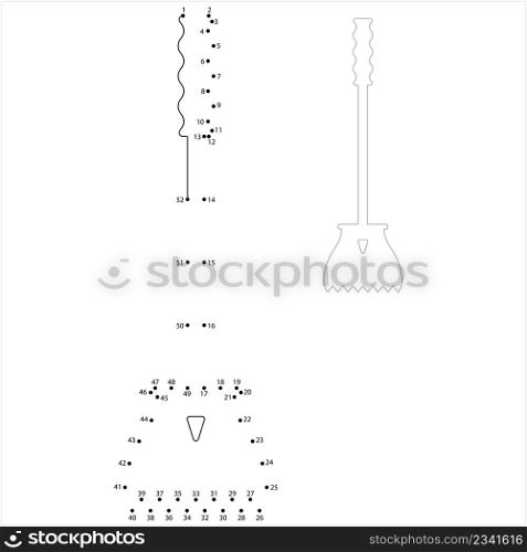 Ice Scraper Icon Connect The Dots, Frost, Ice, Snow Remover Handheld Tool Vector Art Illustration, Puzzle Game Containing A Sequence Of Numbered Dots