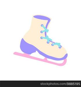 Ice skate boot flat vector abstract element. Hockey shoe RGB color clipart. Christmas time. Winter season. Wintertime footwear for recreation activity isolated organic shape on white background. Ice skate boot flat vector abstract element