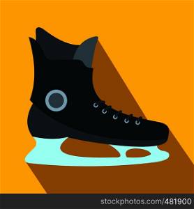 Ice skate flat icon. Male hockey skate on a yellow background . Ice skate flat icon
